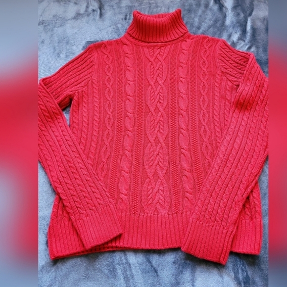 Willi Smith Women's Turtleneck 100% Cotton Sweater Cozy Knit Red Medium - Picture 10 of 10